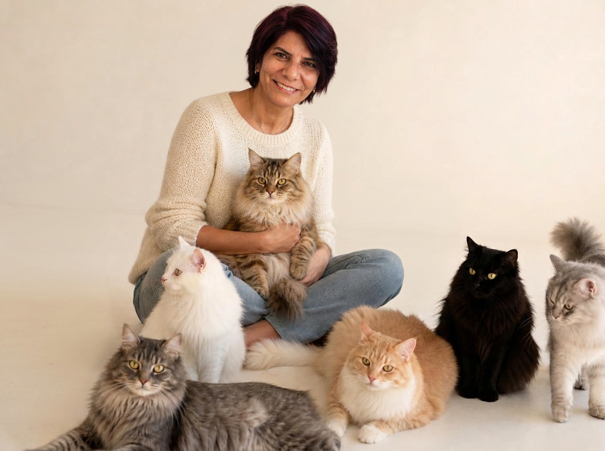 Tikiz Studio — Laura Weller with the Tikiz Studio cats